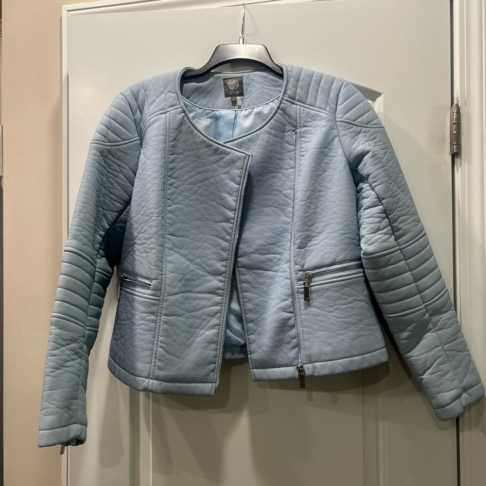 Vince Camuto Blue Bomber Jacket Quilted Design